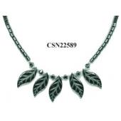 Hematite Leaf Pendant Beads Stone Chain Choker Fashion Women Necklace
